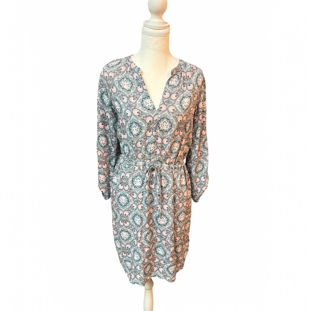 LOFT Outlet Blue Floral Boho Dress Size Small Tie Waist